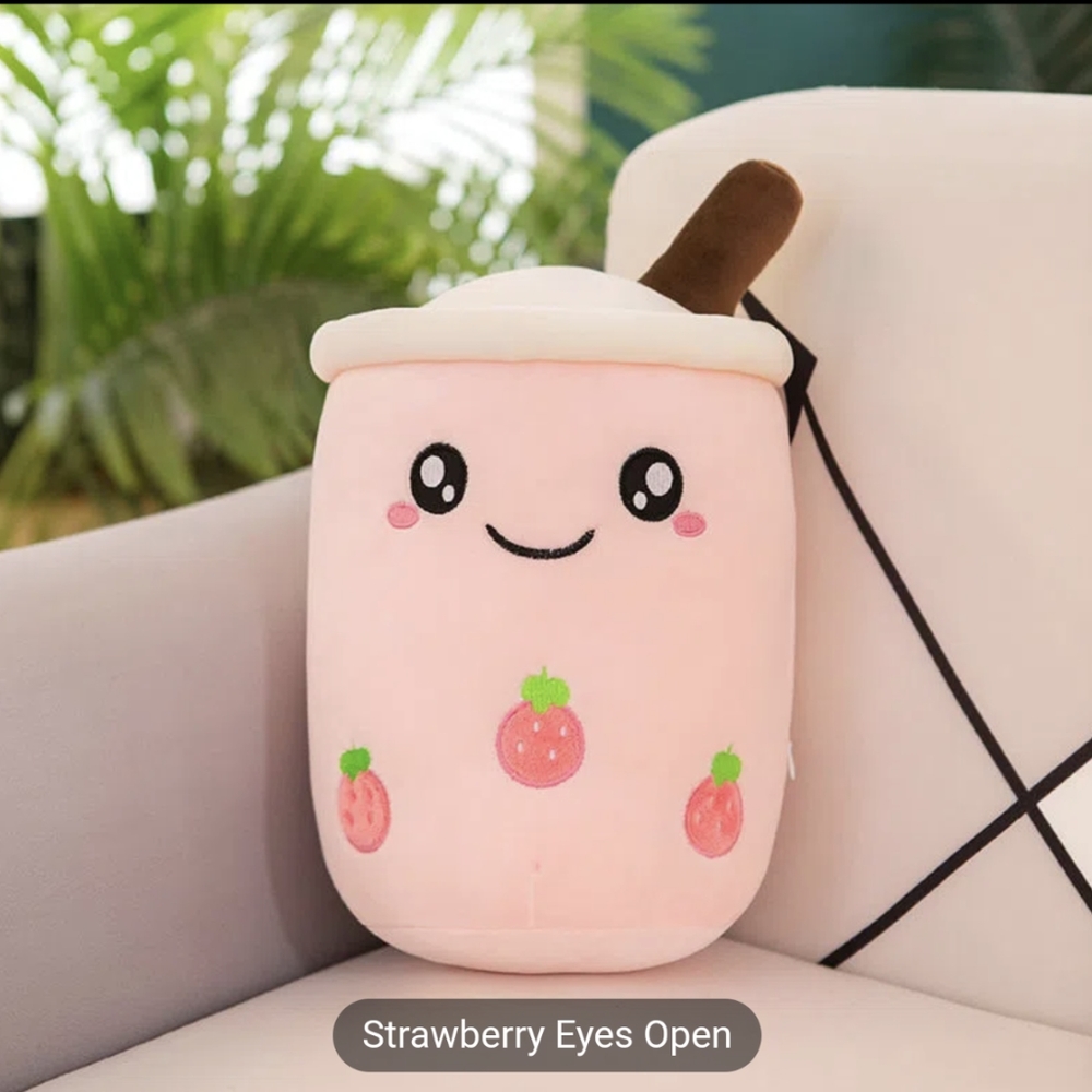 NEW STUFFED STRAWBERRY BOBA ROUND EYES PLUSH TOY - Picture 3 of 7